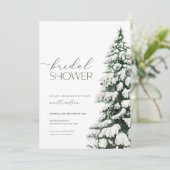 Winter Bridal Dusche Einladung Schnee Pine Bäume (Stehend Vorderseite)