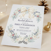 Winter Bridal Shower Invitation Cream Bow Floral Einladung