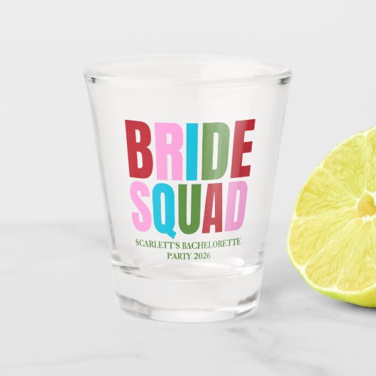 Winter Bride Squad Junggeselinnen-Abschied Schnapsglas (Vorderseite)