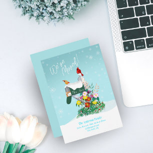 Winter-Briefkasten mit Kardinälen Wir sind umgezog
