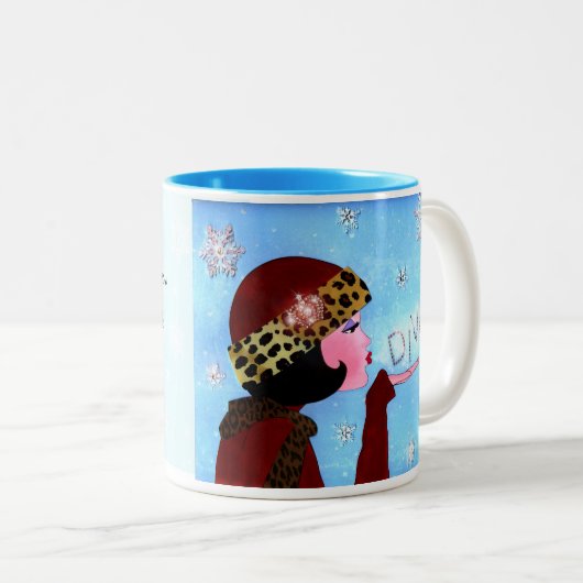 "Winter bringt Wärme in Tassen!" DIVA Zweifarbige Tasse (VorderseiteRechts)