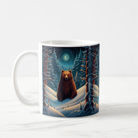 Winter Brown Bear Coffee Tasse (Links)