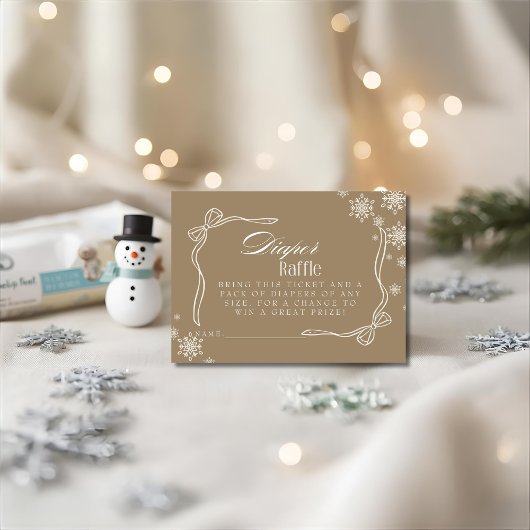 Winter Brown Diaper Raffle Baby Dusche Begleitkarte