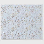 Winter Brown Hübsche Blume und Blätter Muster Geschenkpapier (Flach)