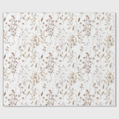 Winter Brown Hübsche Blume und Blätter Muster Geschenkpapier (Flach)