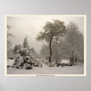 Winter-Brücke-Kunstprint Winterwaldplakat Poster