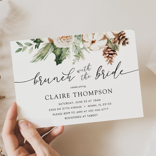 Winter Brunch mit Brautdusche Evergreen Einladung