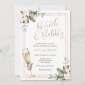 Winter Brunch und Bubbly Champagne Brautparty Einladung (Vorderseite)