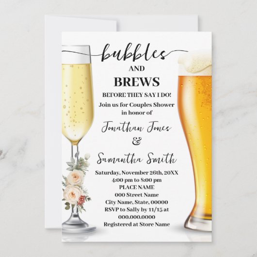 Winter Bubbles & Brews Before I do Shower Einladung (Vorderseite)
