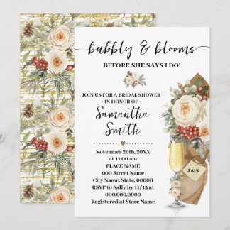 Winter Bubbly & Blooms Before I do Bridal Shower Einladung