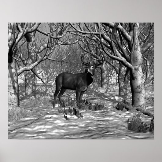Winter Buck B/W Poster (Vorne)