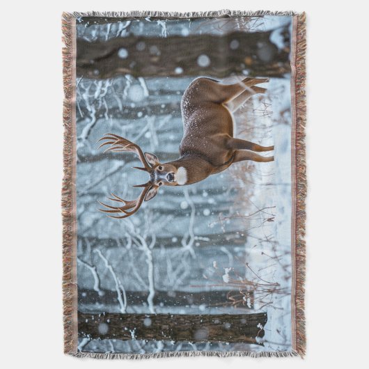 Winter Buck Throw Blanket Decke (Vorderseite Vertikal)