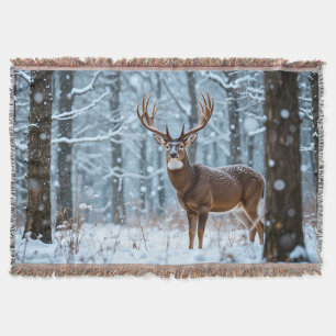 Winter Buck Throw Blanket Decke