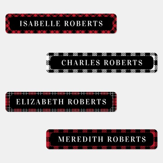 Winter Buffalo Karierte Kinder Name wasserdichte L Etiketten (Gruppe)