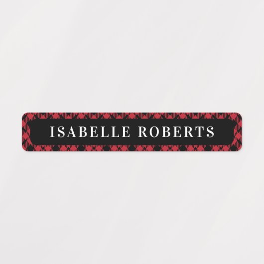 Winter Buffalo Karierte Kinder Name wasserdichte L Etiketten (Design 1)