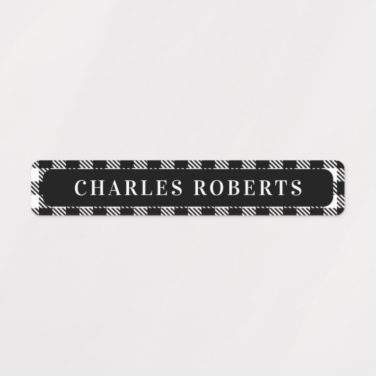 Winter Buffalo Karierte Kinder Name wasserdichte L Etiketten (Design 2)