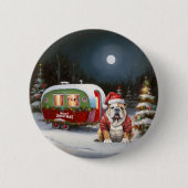 Winter Bulldog Caravan Weihnachtsabenteuer Button (Vorderseite)