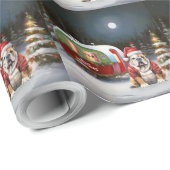 Winter Bulldog Caravan Weihnachtsabenteuer Geschenkpapier (Rolleneckpunkt)