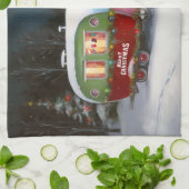 Winter Bulldog Caravan Weihnachtsabenteuer Geschirrtuch (Gefaltet)