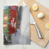 Winter Bulldog Caravan Weihnachtsabenteuer Geschirrtuch (Viertel Falte)