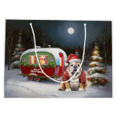 Winter Bulldog Caravan Weihnachtsabenteuer Große Geschenktüte (Rückseite)