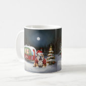 Winter Bulldog Caravan Weihnachtsabenteuer Kaffeetasse (Vorderseite Links)