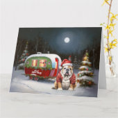 Winter Bulldog Caravan Weihnachtsabenteuer Karte (Gelbe Blume)