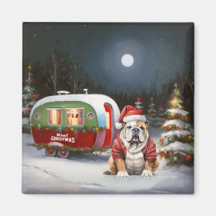 Winter Bulldog Caravan Weihnachtsabenteuer Magnet