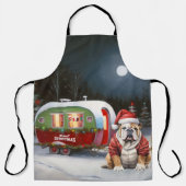 Winter Bulldog Caravan Weihnachtsabenteuer Schürze (Vorderseite)
