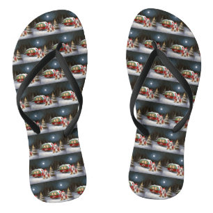 Winter Bulldog Wohnwagen Weihnachtsabenteuer Badesandalen