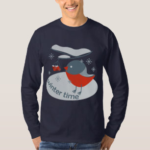Winter Bullfinch Vogel und Rowan Beeren T-Shi T-Shirt
