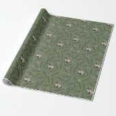 Winter Bunnies Forest Green Holiday Geschenkpapier (Ungerollt)