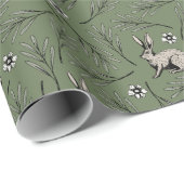 Winter Bunnies Forest Green Holiday Geschenkpapier (Rolleneckpunkt)
