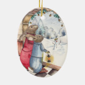 Winter Bunnies Keramik Ornament (Hinten)