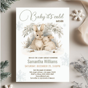 Winter-Bunny-Baby-It's-Cold-Outside-Baby-Party Einladung