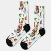 Winter Bunny Design, Christmas Rabbit Socks Socken (Linkes Detail)