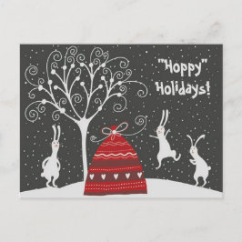 Winter Bunny Hoppy Ferien Postkarte