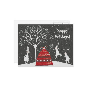 Winter Bunny Hoppy Ferien Postkarte