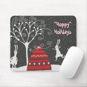 Winter Bunny Hoppy Holidays Mauspad