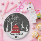 Winter Bunny Hoppy Holidays Papierplatte Pappteller (Party)