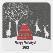 Winter Bunny Hoppy Holidays Sticker (Vorderseite)