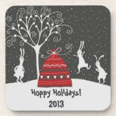 Winter Bunny Hoppy Untersetzer (Vorderseite)