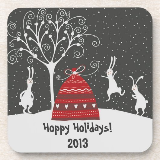 Winter Bunny Hoppy Untersetzer (Vorderseite)