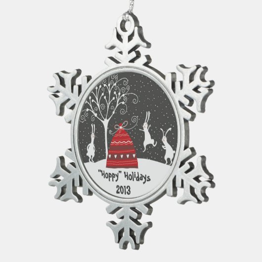 Winter Bunny Hoppy Urlaub Snowflake Ornament (Rechts)