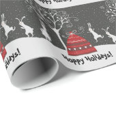 Winter Bunny Hoppy Urlaubspapier Geschenkpapier (Rolleneckpunkt)