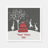 Winter Bunny Hoppy Urlaubspapier Napkins Serviette (Vorderseite)