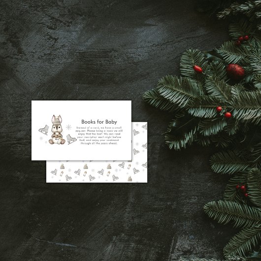 Winter Bunny Ice Skate Books For Baby Shower Begleitkarte