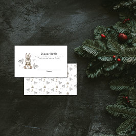 Winter Bunny Ice Skate Diaper Raffle Baby Shower Begleitkarte