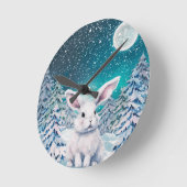 Winter Bunny in Snow Wall Clock Runde Wanduhr (Winkel)