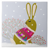 Winter Bunny Keramik Kitchenette Tile Fliese (Vorderseite)